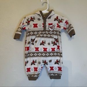 Carters Just One You Reindeer Snowflake Hooded Fleece 3 months
